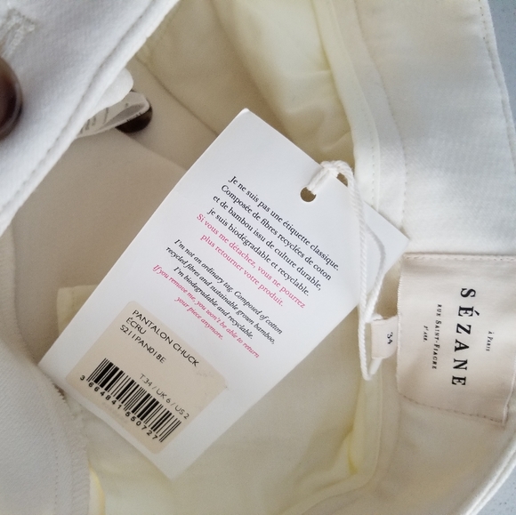 NWT Sézane Chuck Trouser Ecru - Picture 9 of 9